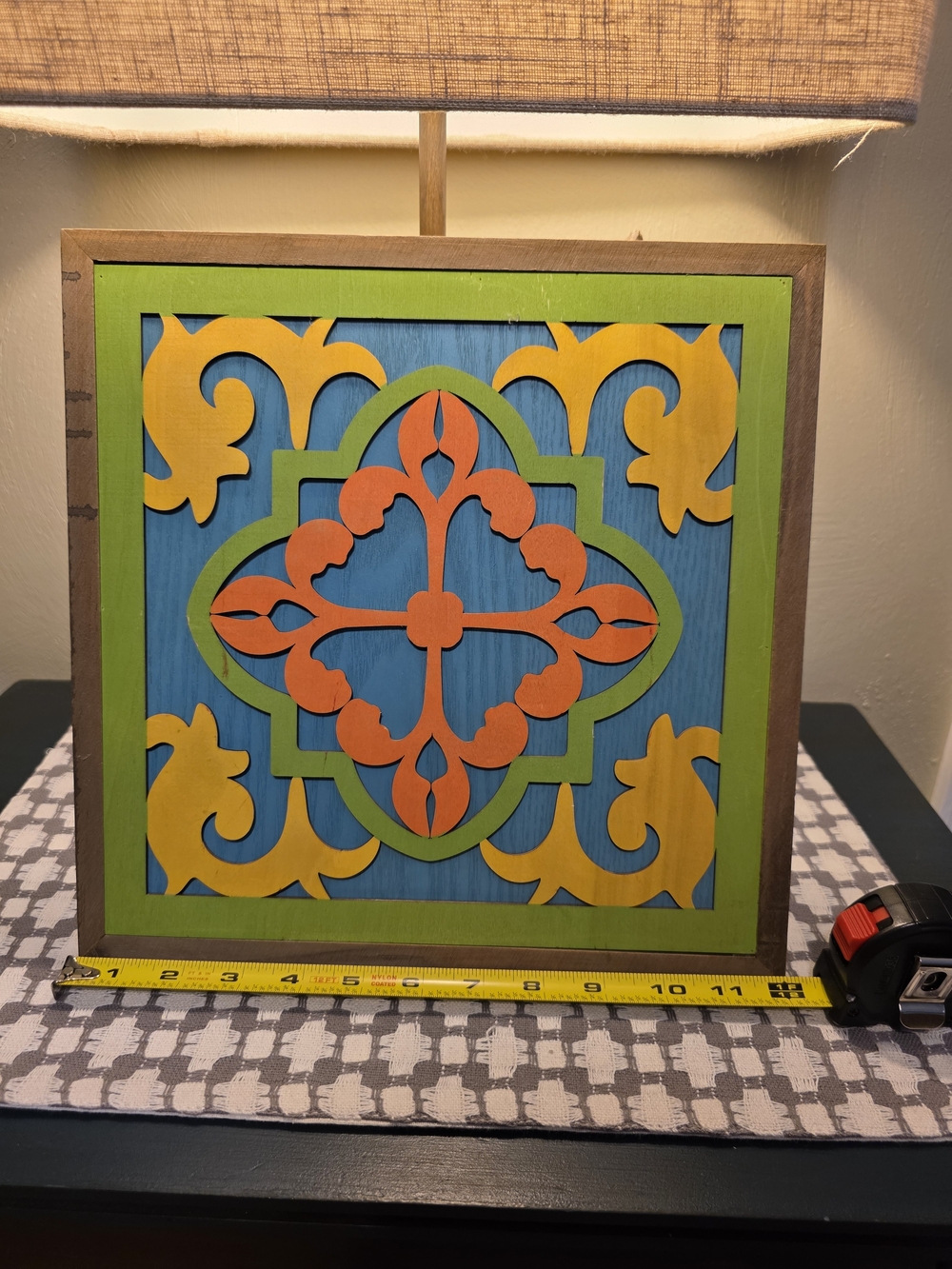 Decorative Multicolor Wood Wall Accent - Blue, Green, Yellow, Orange